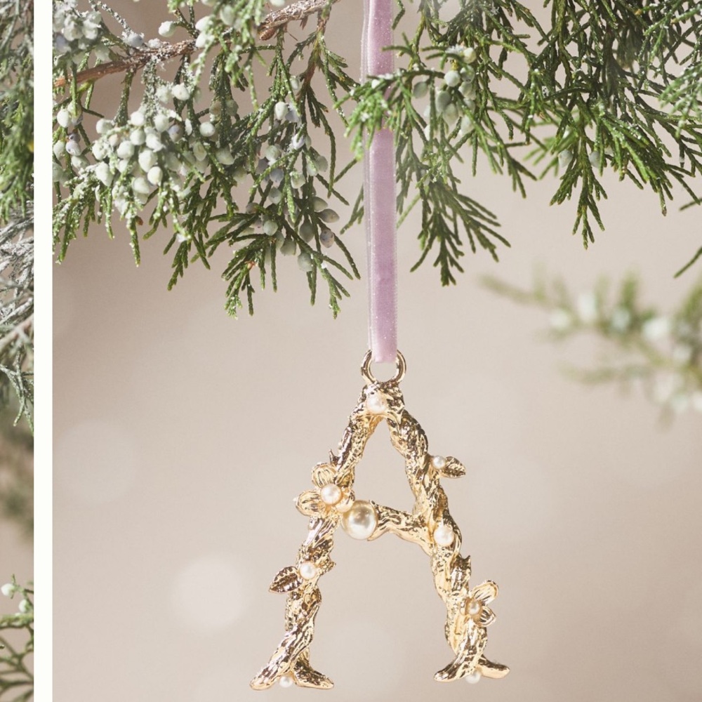 Anthropologie Gold Monogram Ornament Letter A